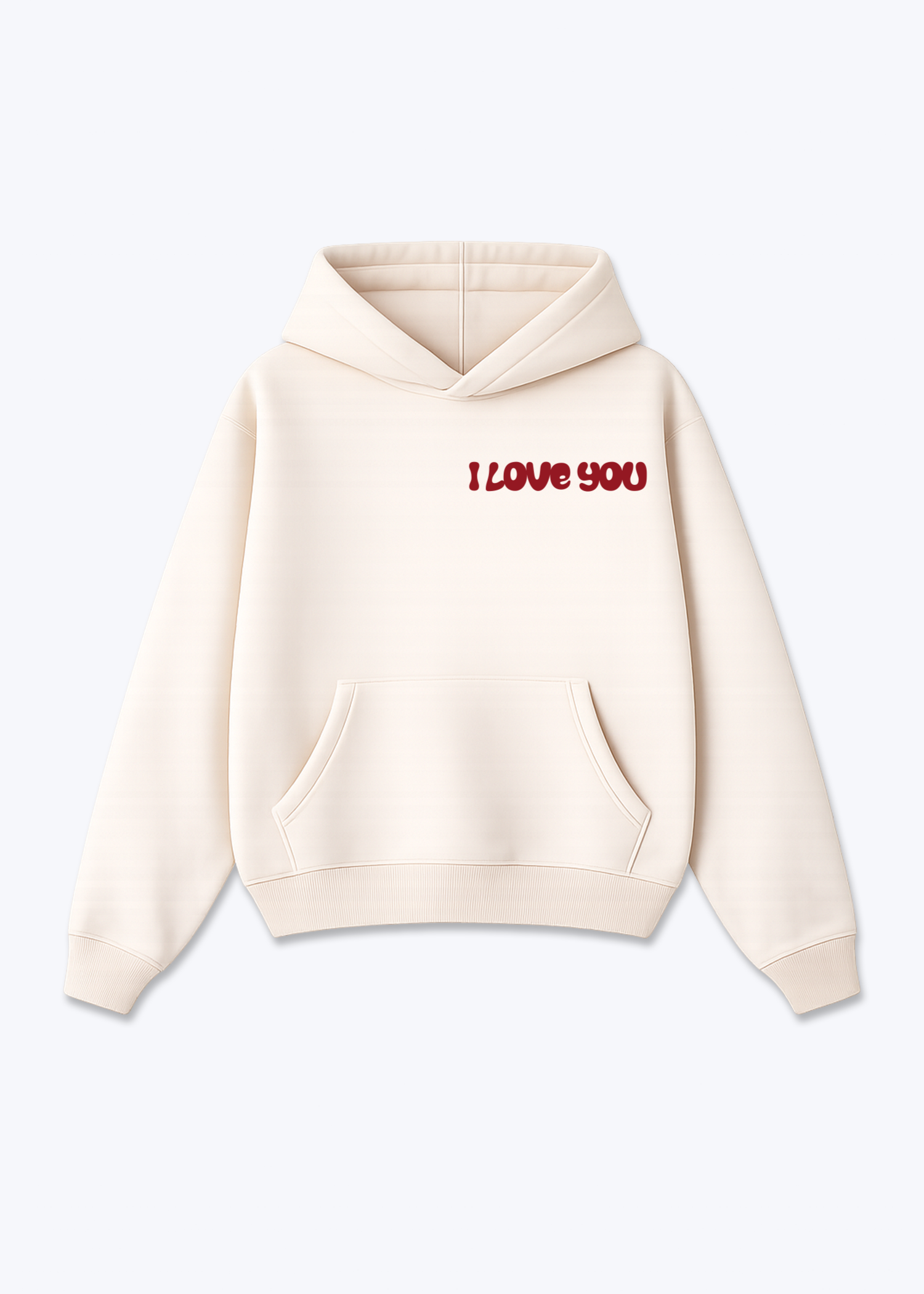 LOVE YOU MORE HOODIE - Beige Front (Designed)